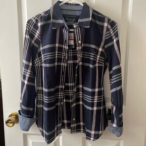 Tommy Hilfiger Black and Red Plaid Shirt XS NWT
